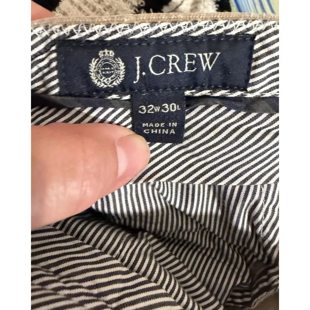 J. Crew Dark Tan Khaki Taupe Corduroy Straight Cotton Men's Pants 32x30 Dress